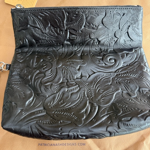 Patricia Nash Black Floral Embossed Wristlet - Picture 3 of 6